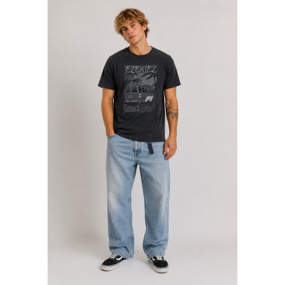 Ezekiel Summer Lovin Shirt Mens XL Black Surf Van Palm Trees Graphic Cotton Tee